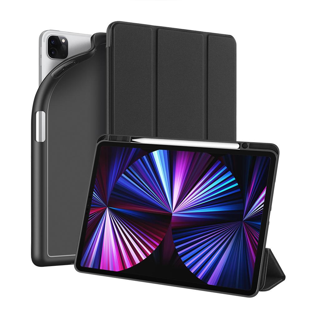 DUX DUCIS Osom TPU gélový kryt na tablet s viacuhlovým stojanom a funkciou Smart pre iPad Pro 12.9"- Čierna