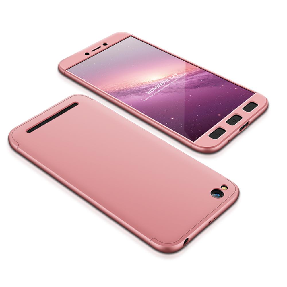 Ochranné puzdro GKK 360 - Predný a zadný kryt celého mobilu pre Xiaomi Redmi 5A - Slabo Ružová