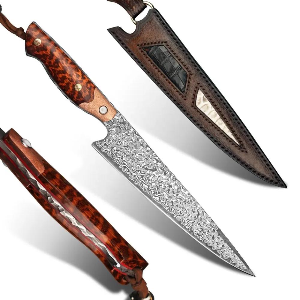 Damaskový kuchyňský nůž MASTERPIECE Takuma-Hnědý