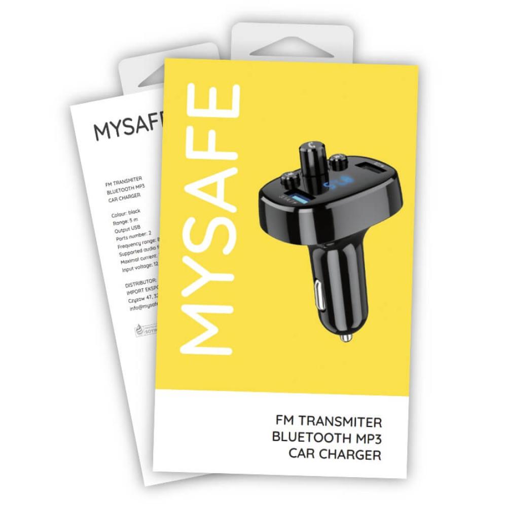 MySafe FM Bluetooth Transmitter - Čierna